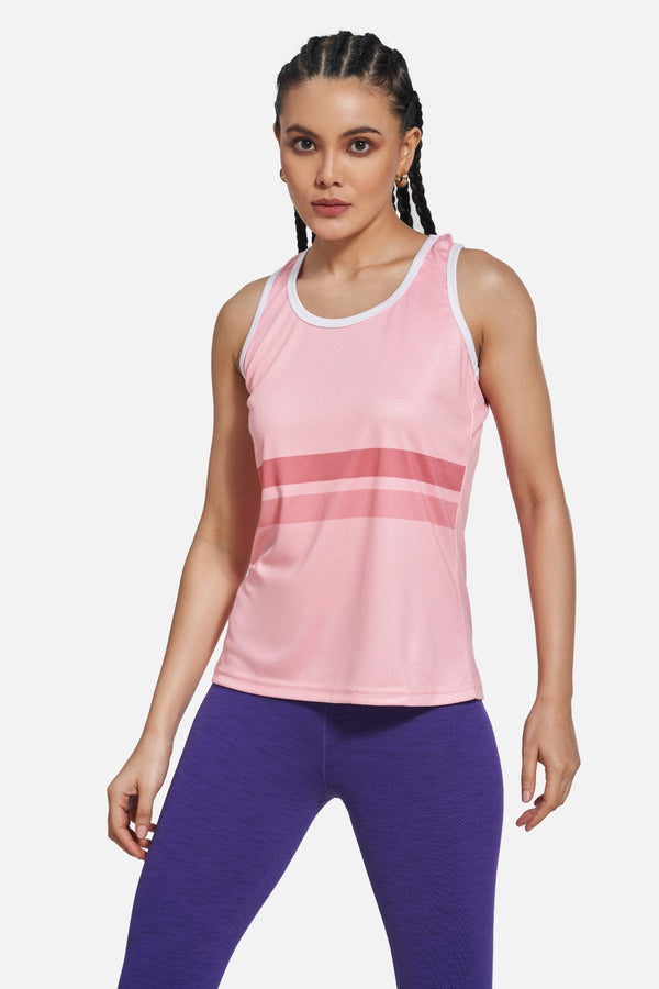 Women's Classic Tank Top, Pink with Stripes, Workout 