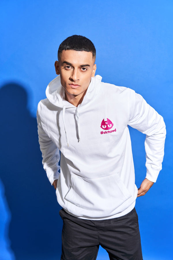 strtcred Logo Embroidered Hoodie in White