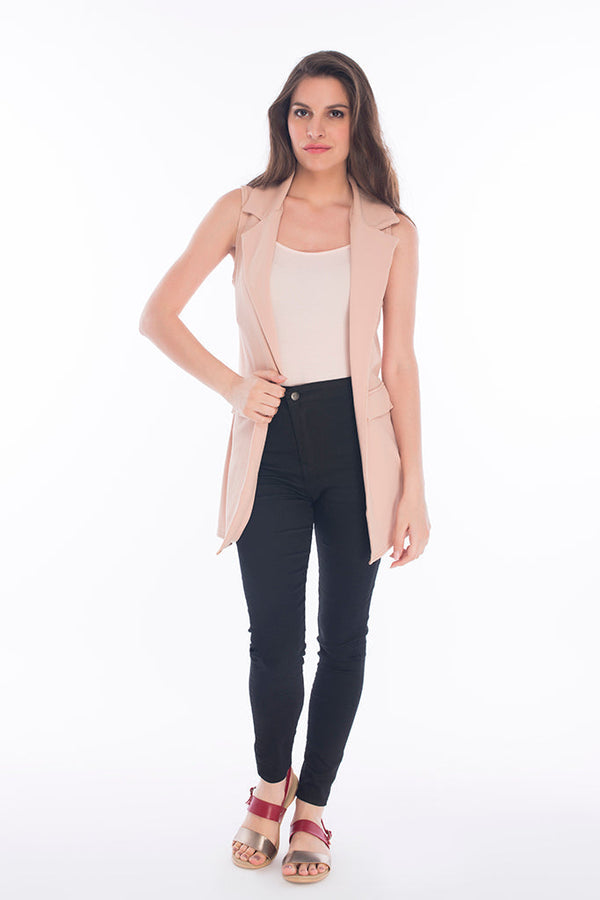 Taupe Sleeveless Blazer