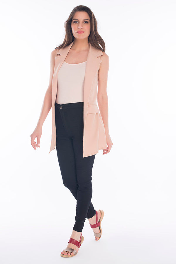 Taupe Sleeveless Blazer