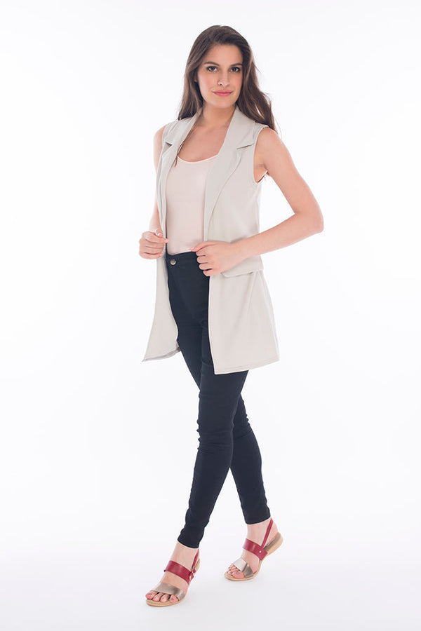 Beige Sleeveless Blazer